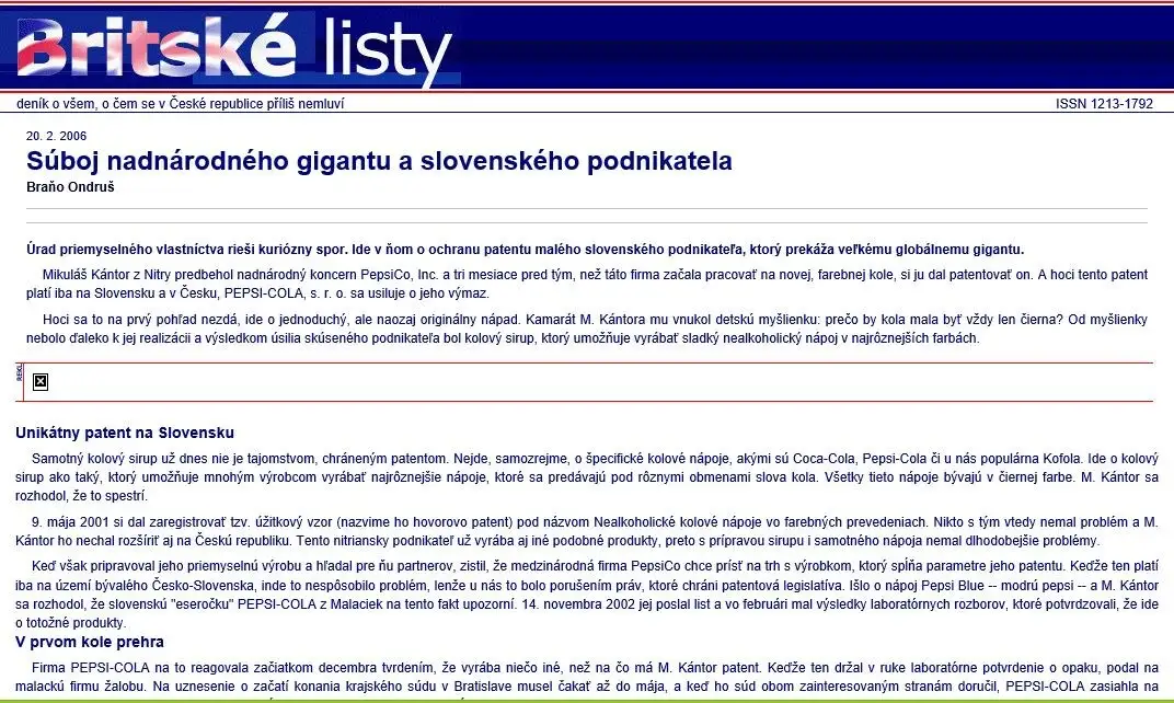 Britské listy, 20. 2. 2006 – Súboj nadnárodného giganta a slovenského podnikateľa