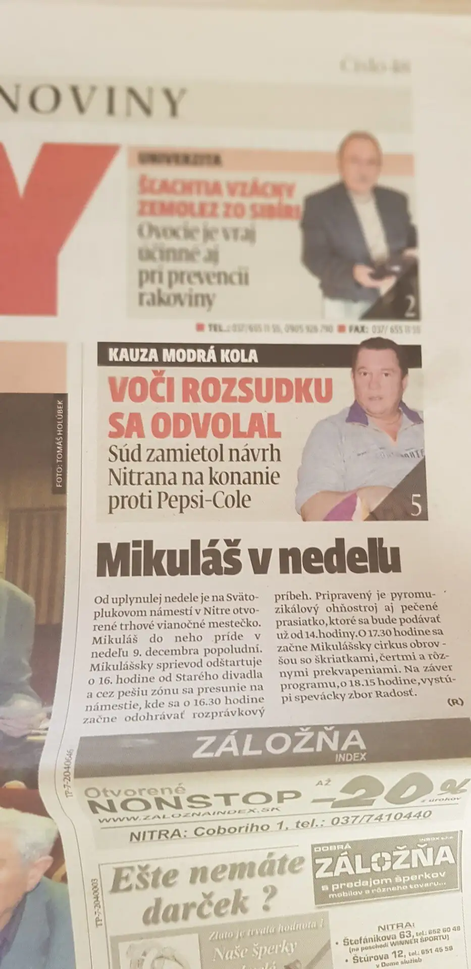 MY Nitrianske noviny – Kauza modrá kola: voči rozsudku sa odvolal