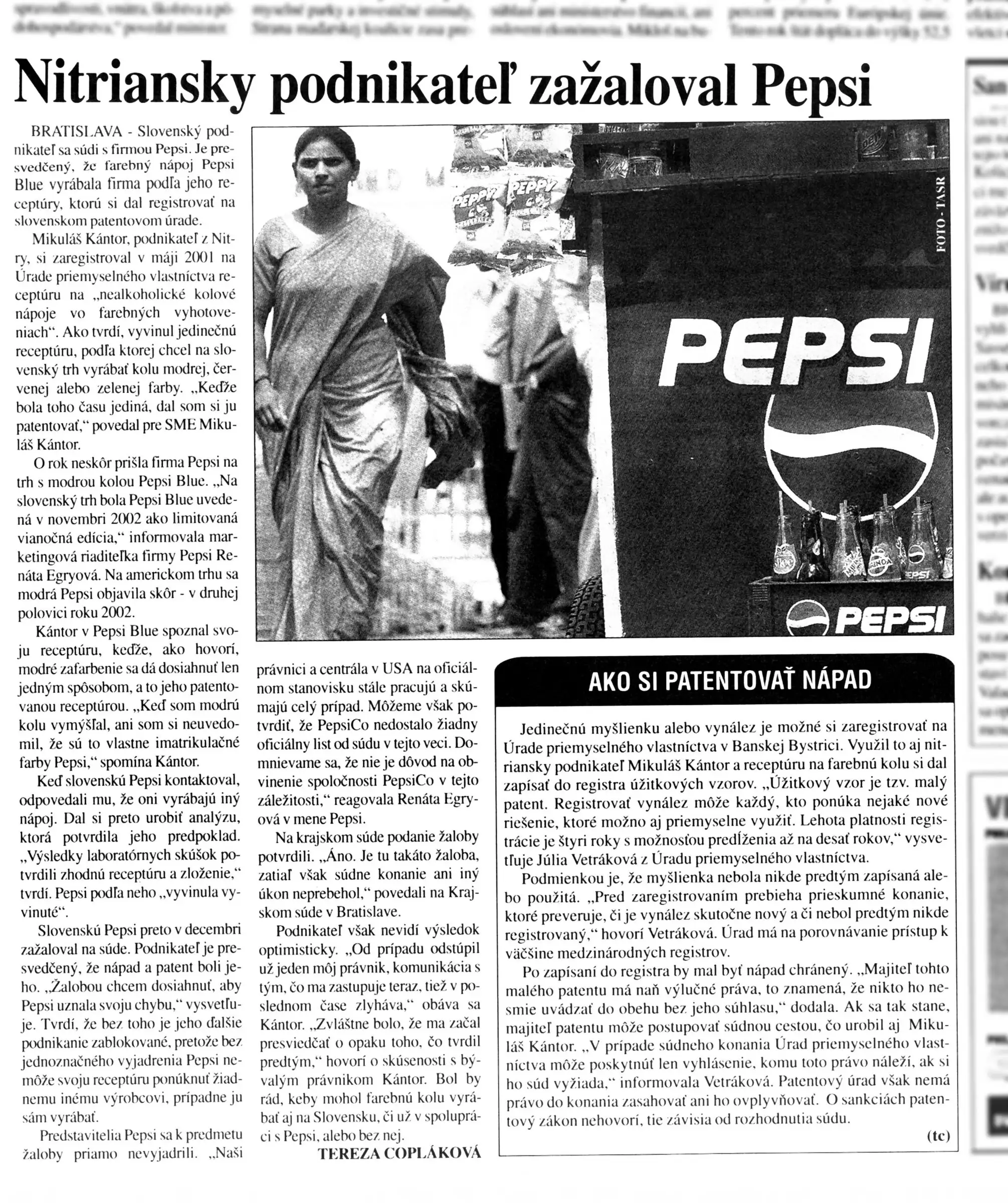 Nitriansky podnikateľ zažaloval Pepsi – Ako si patentovať nápad