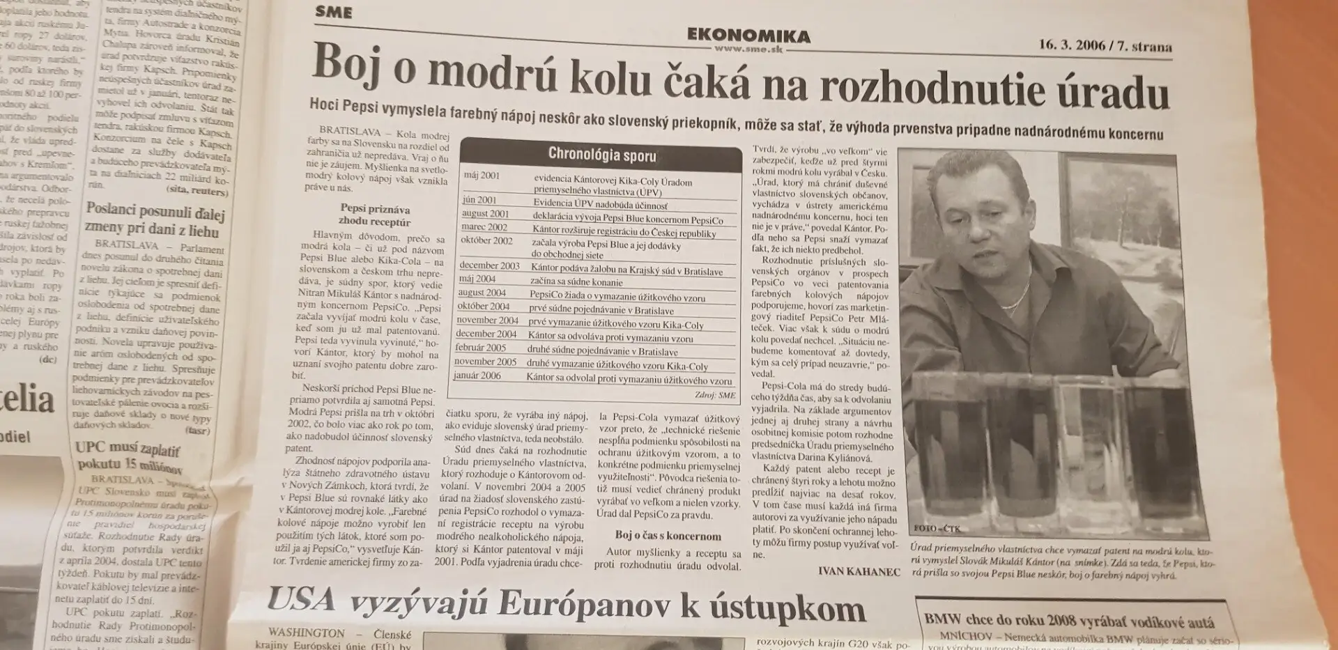 SME, 16. 3. 2006 – Boj o modrú kolu čaká na rozhodnutie úradu